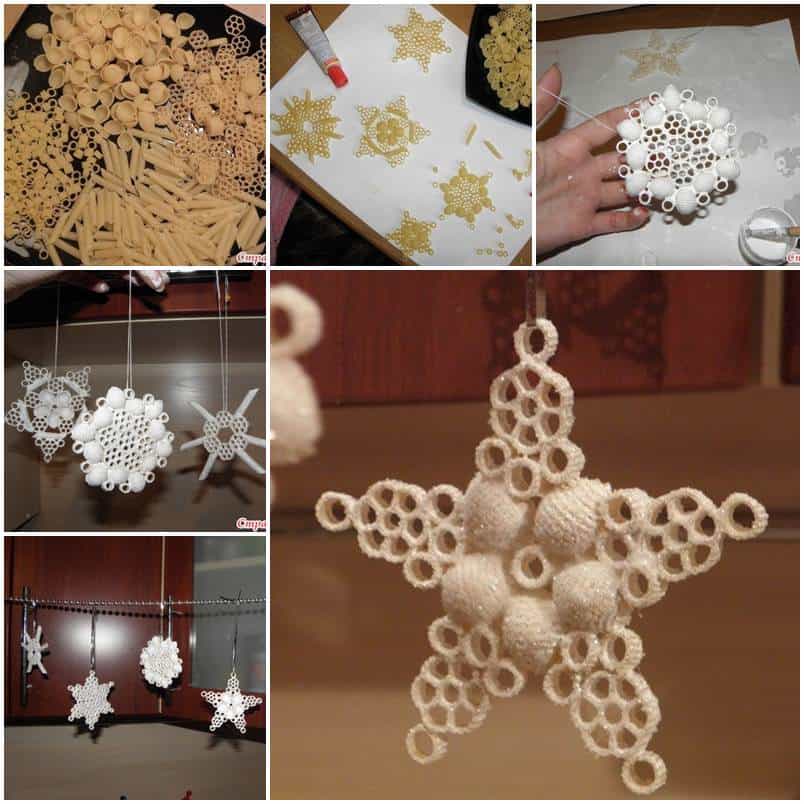 DIY Pasta Snowflake Decorations 15 Best DIY Snowflake Crafts
