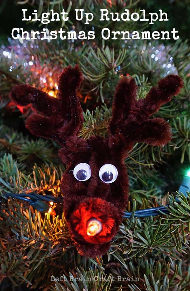 Light up the pipe cleaner Rudolph Christmas ornaments 15 best reindeer crafts for children
