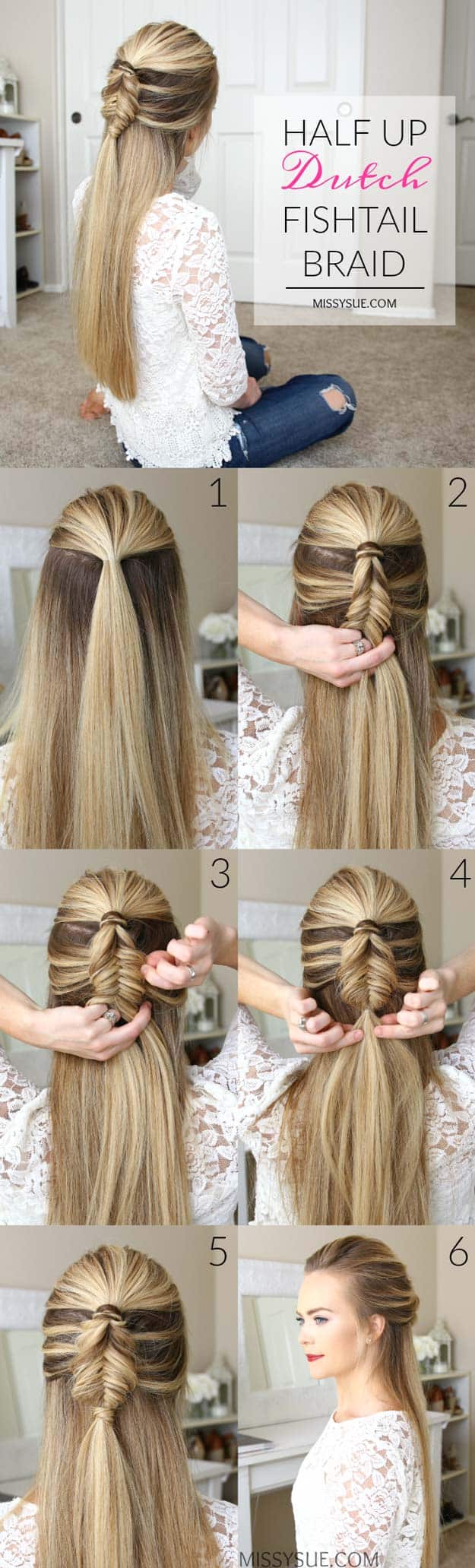 15 creative hair braiding tutorials and styles from a half Dutch fishtail braid