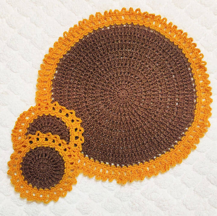 Crochet sunflower table mat doily