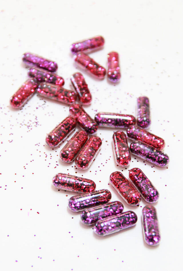 Homemade glitter pill