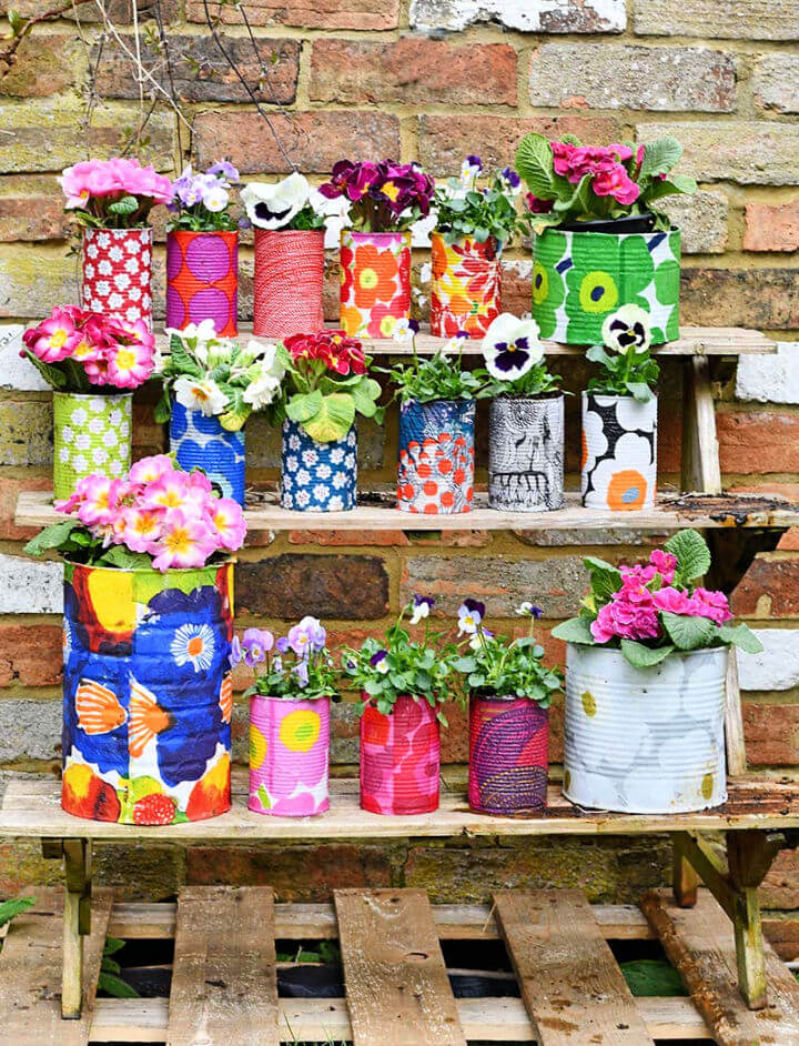 Marimekko decorative tin can flower pot