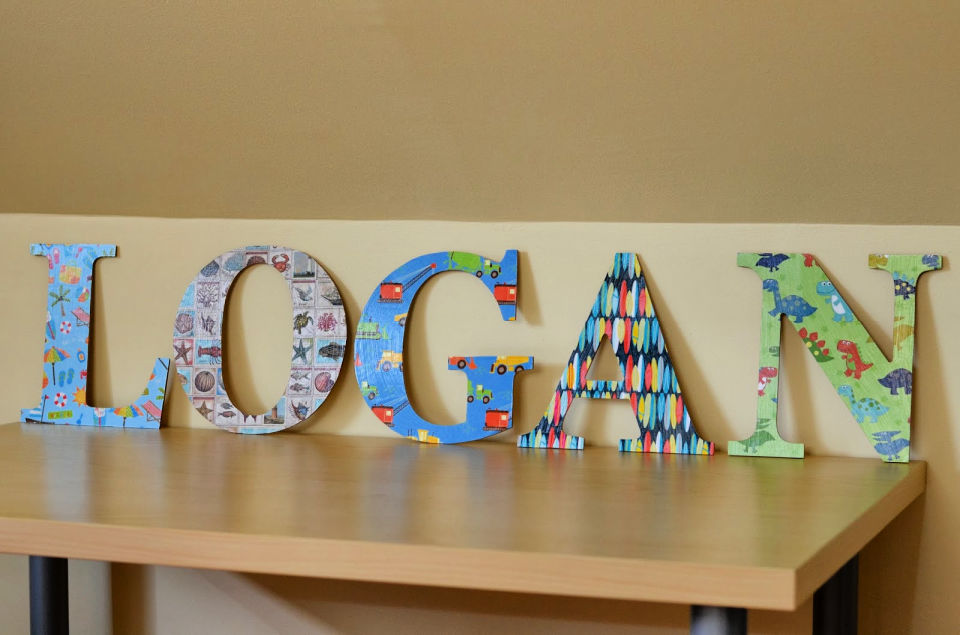 Mod Podge personalized wooden letters