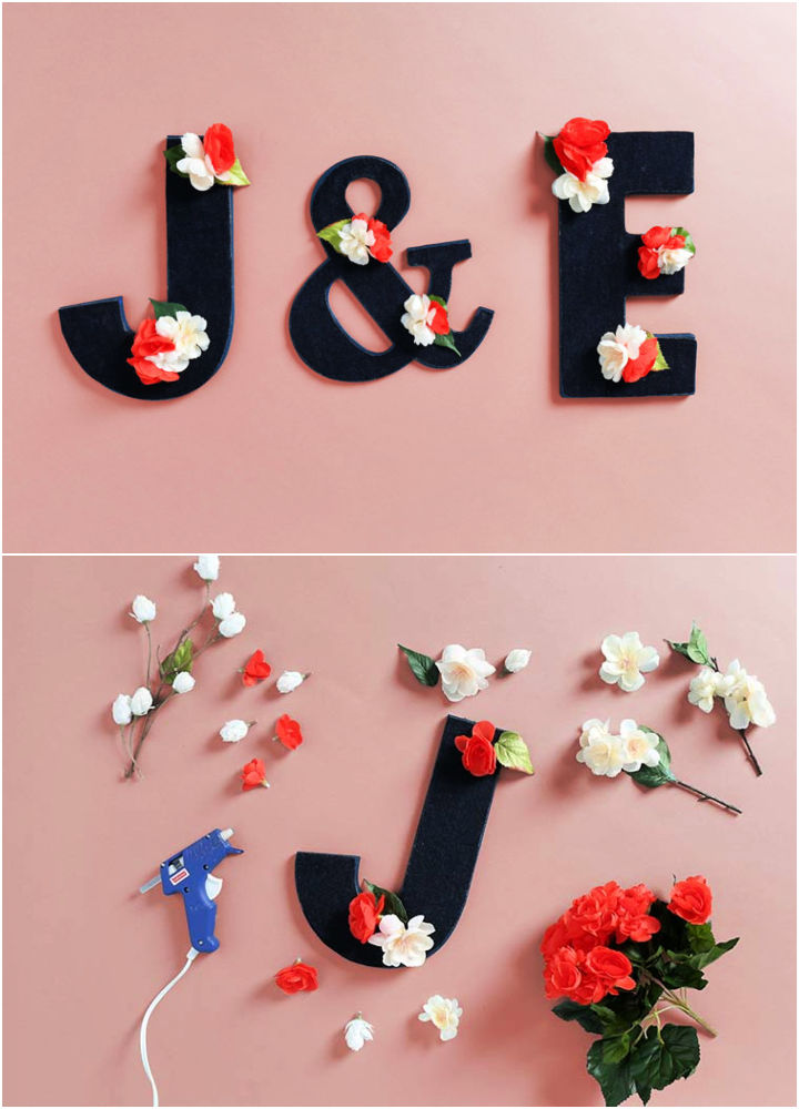 Floral and fabric wooden letters