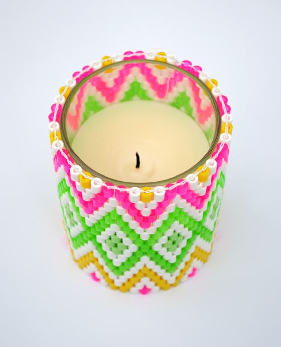 The idea of ​​melting beads-candle holder with hama beads