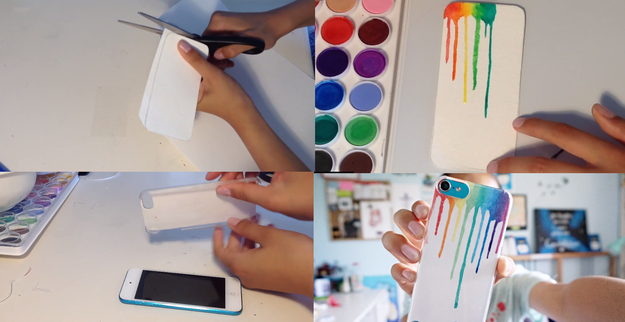 Rainbow paint dripping phone case