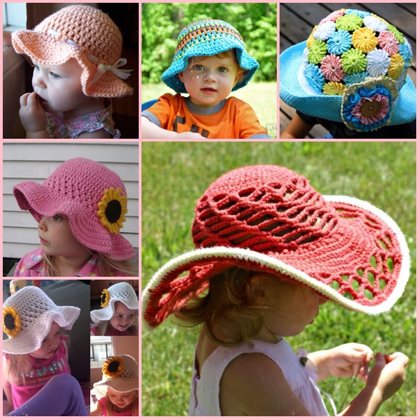 crochet - sun hat - no pattern - wonderfuldiy