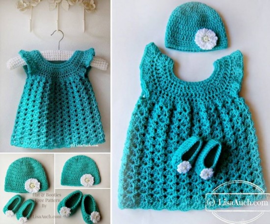 Crochet dress hat and slippers-free pattern-wonderfuldiy