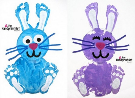 Paper plate hand and foot printing Easter ARt-550x402
