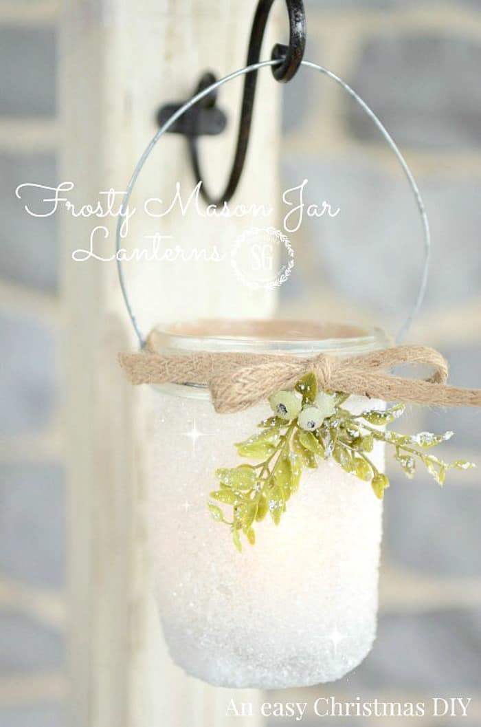 Beautiful frosty mason jar hanging lanterns 15 DIY winter lantern projects for your home