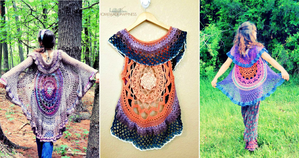 6 free crochet mandala vest patterns ⋆ DIY crafts