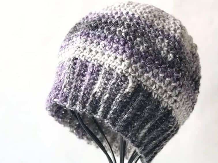 Crocheted messy bun hat pattern