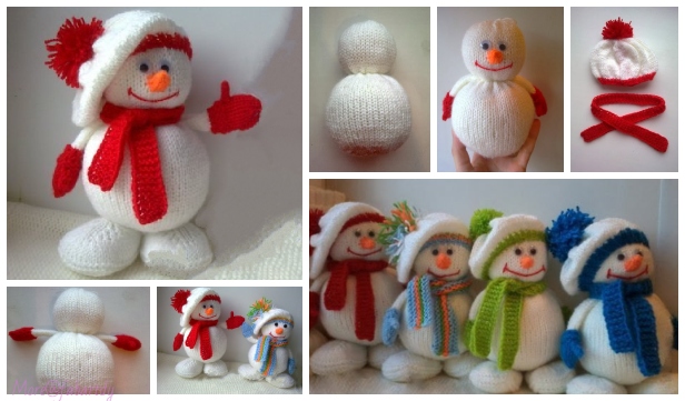 DIY knitted winter hat snowman without tutorial pattern