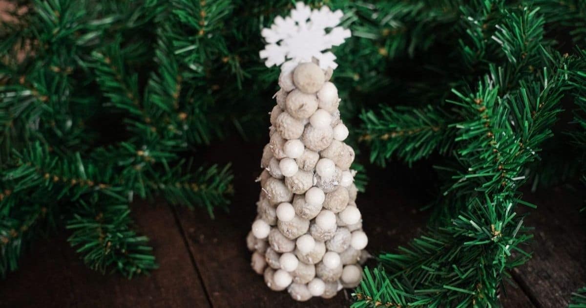 White Acorn Hat Miniature Christmas Tree Decoration