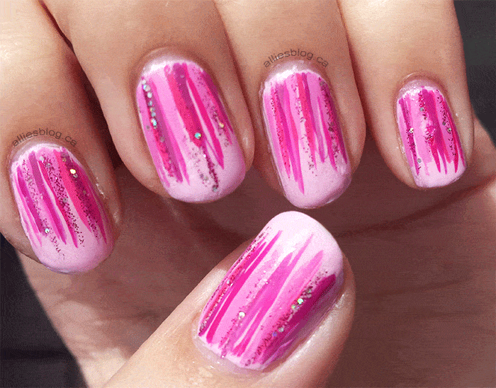 Artistic pink nail polish