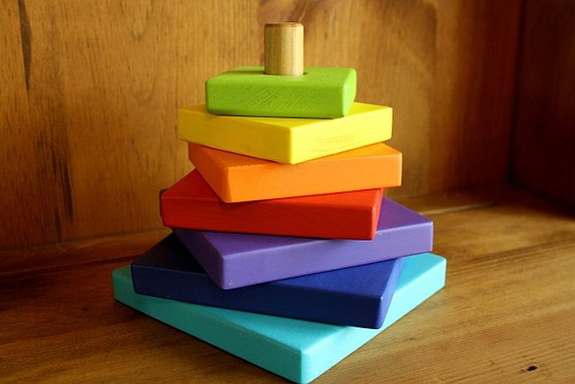 Colorful wooden stacker toy