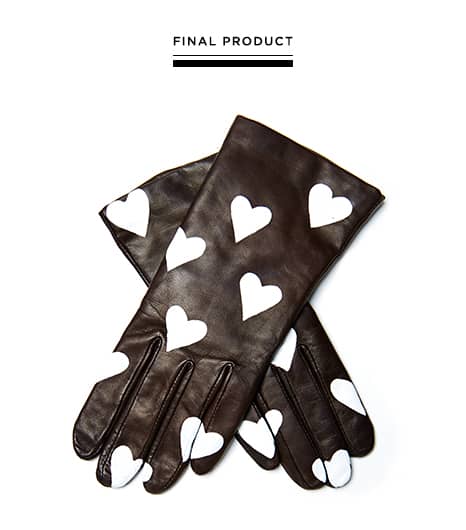 heart-print leather gloves