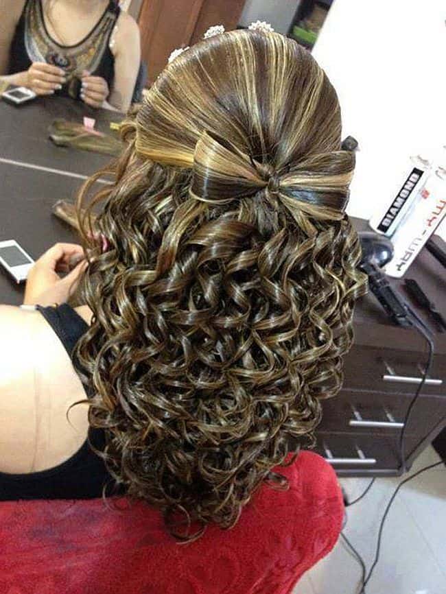 Stylish smooth hair bows and tight curls