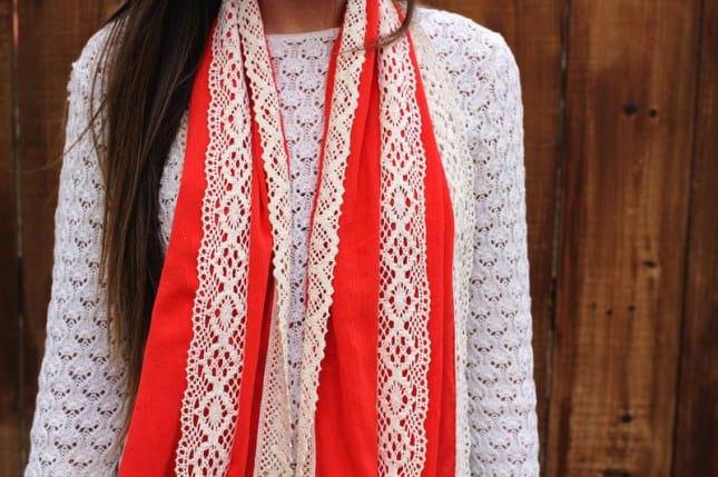 lace-trimmed scarf