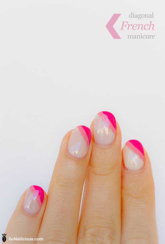 Pink French Diagonal Nail Art