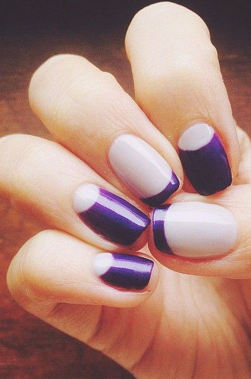 Purple and Grey French Nail Art