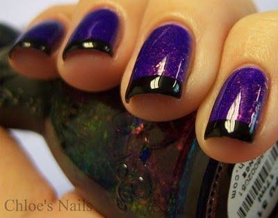 purple nails with black tips