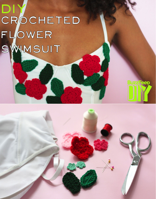 Crochet Floral Bikini Top