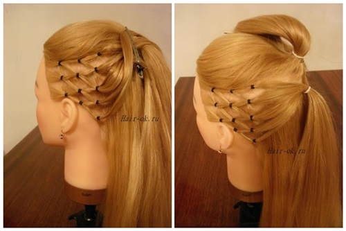 Fashion high ponytail with side net 6