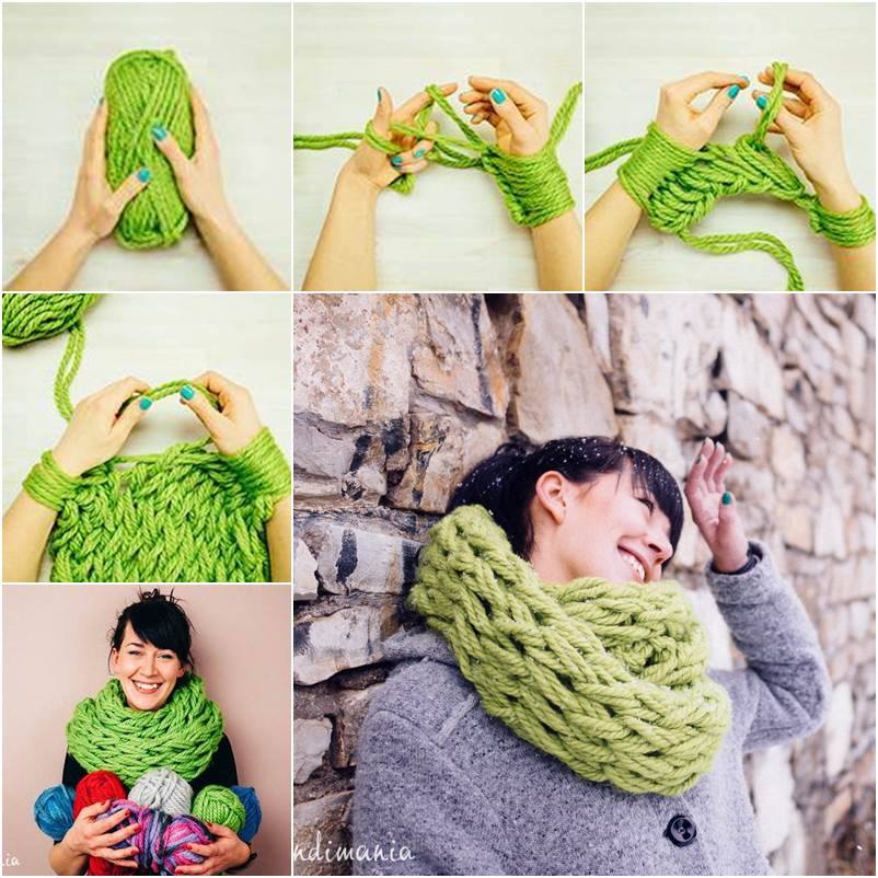 Arm Knitted Scarf DIY F2