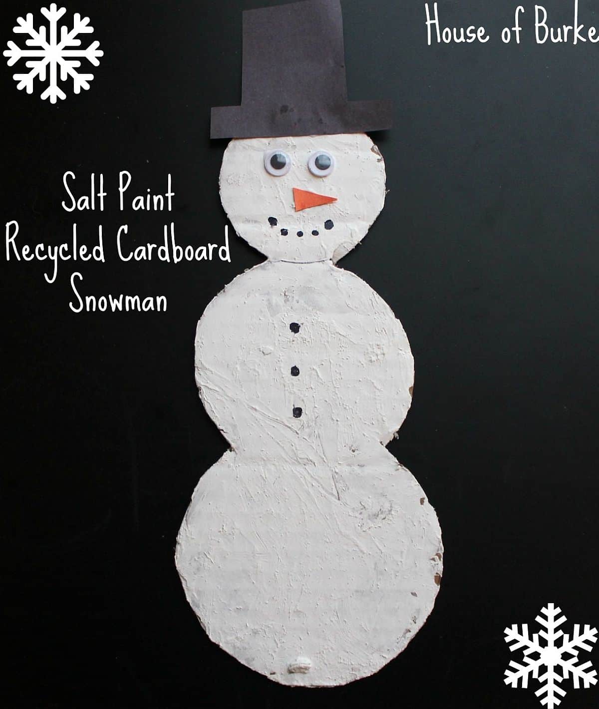 Salt Paint Recycled Cardboard Snowman