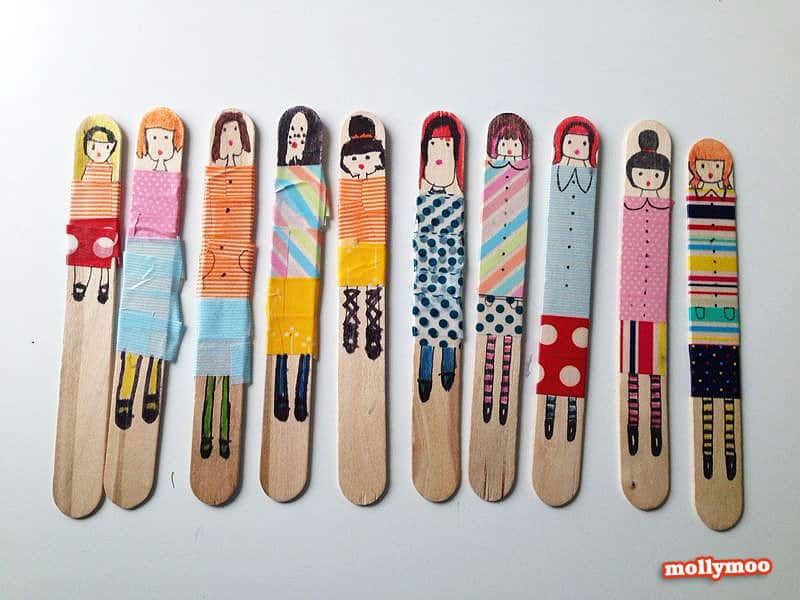 washi tape popsicle stick doll