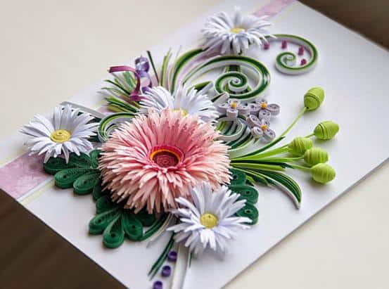 3D Feather Flower Card