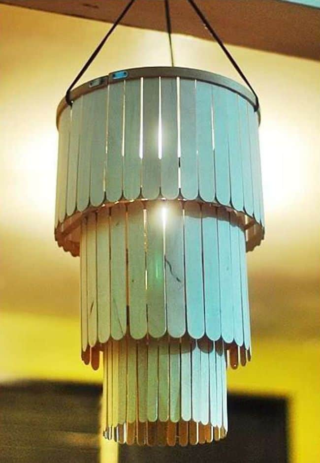 Chandelier made from popsicle sticks