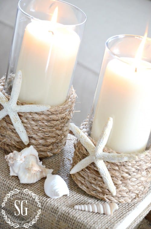 Rope wrapped candle holder