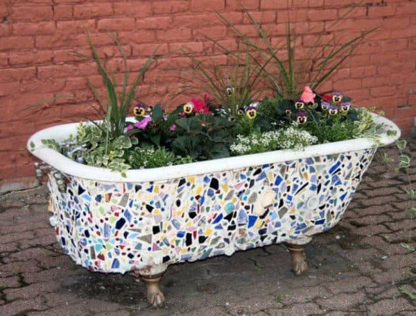 Tile Mosaic Bathtub Planter