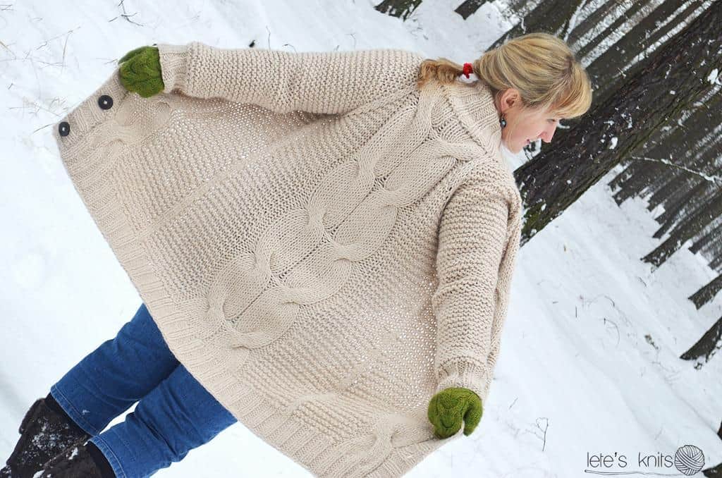 large cable cardigan