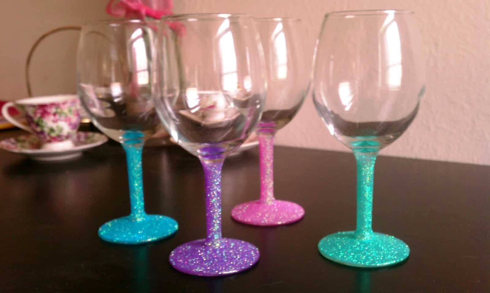 Pastel paint and glitter glasses
