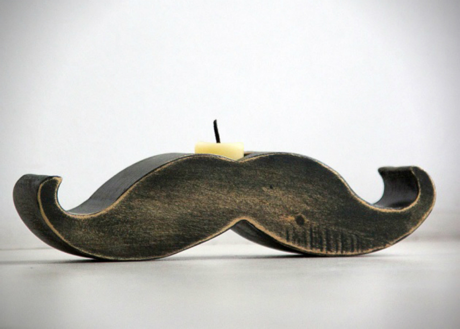 mustache candle holder