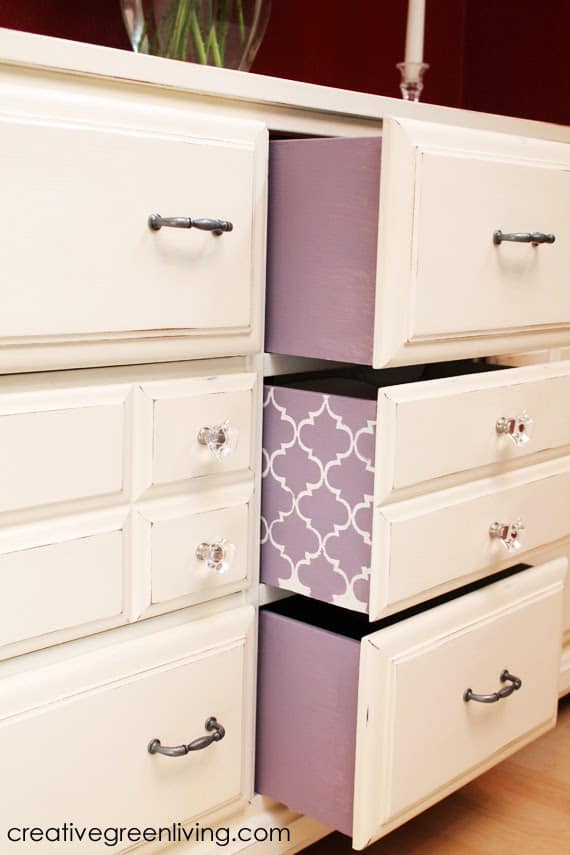 Purple Stenciled Dresser Sideboard