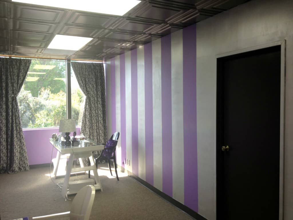 Purple Painted Wall Stripes