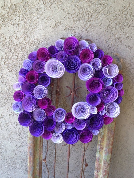 Purple Buttercup Paper Flower Wreath