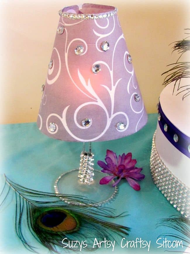 Homemade Purple Stenciled Tea Lamp Table Lamp