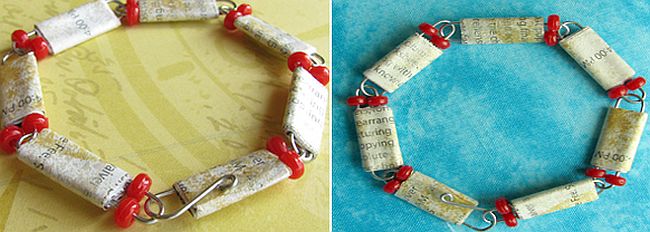 DIY Paper Beads Paperclip Chain Bracelet