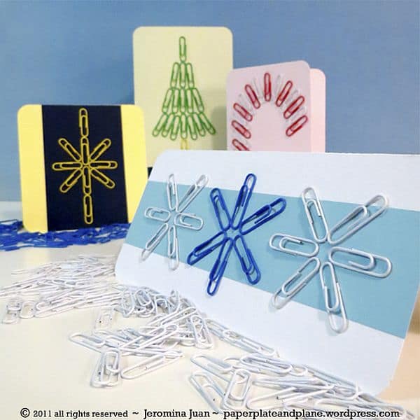 Christmas card with colorful paper clips