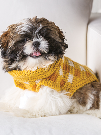 Checkered Crochet Dog Sweater