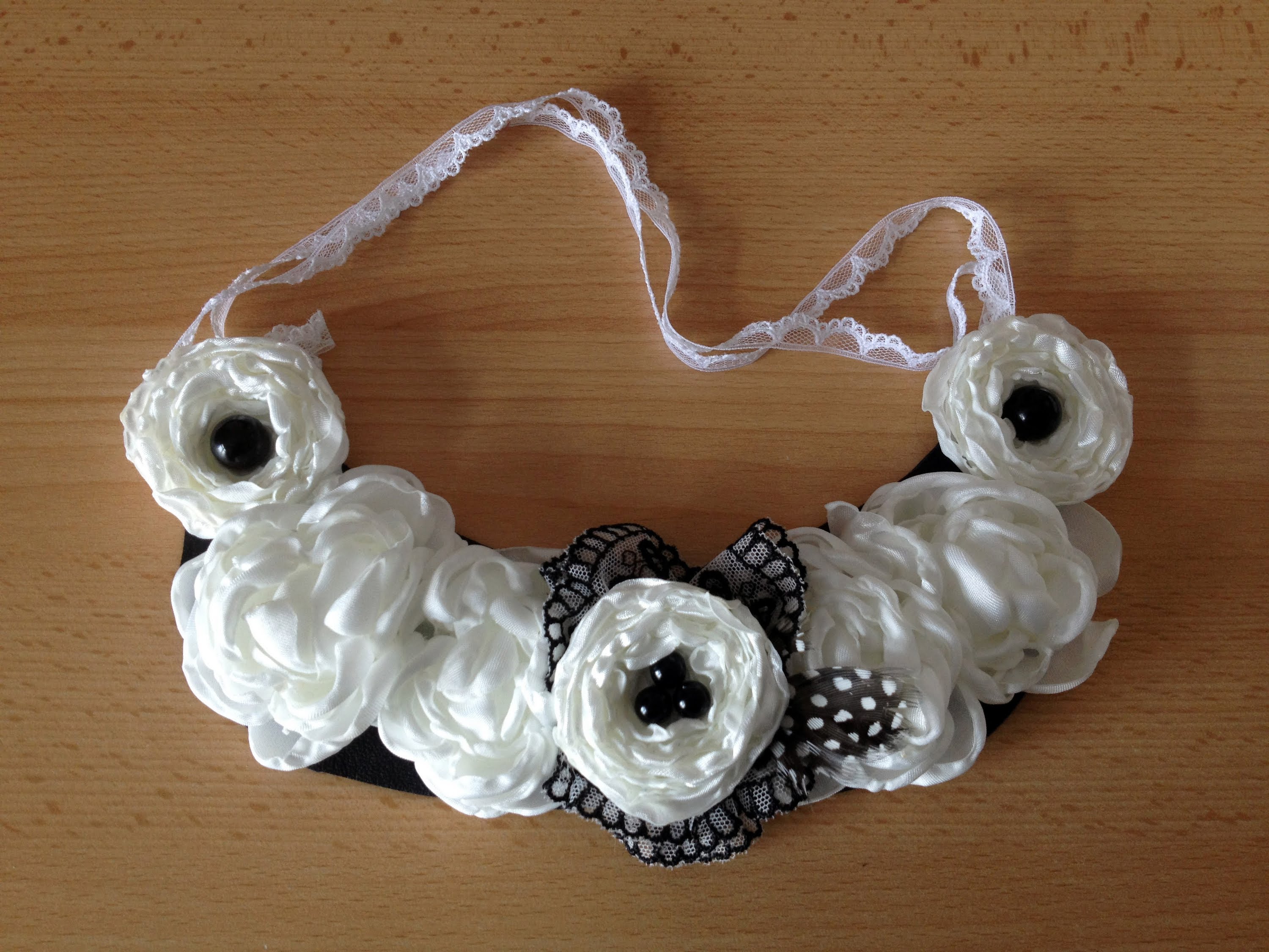 Fabric and Lace Floral Necklace