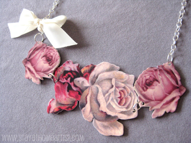 Flower and Bow Statement Necklace