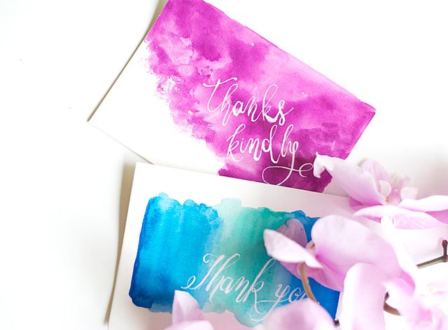 Watercolor thank you card