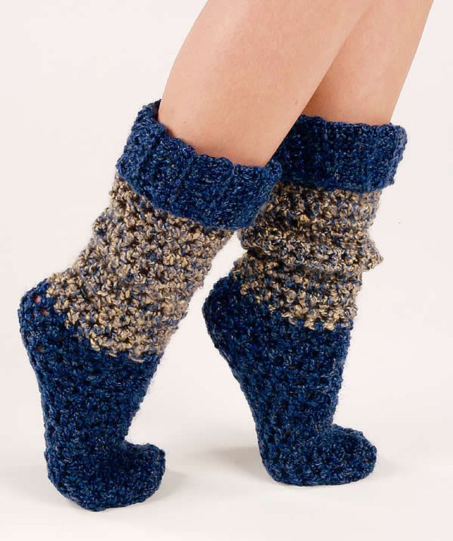 Blue Tweed Women's Crochet Socks