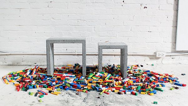 DIY Concrete Nesting Table with Lego Bricks